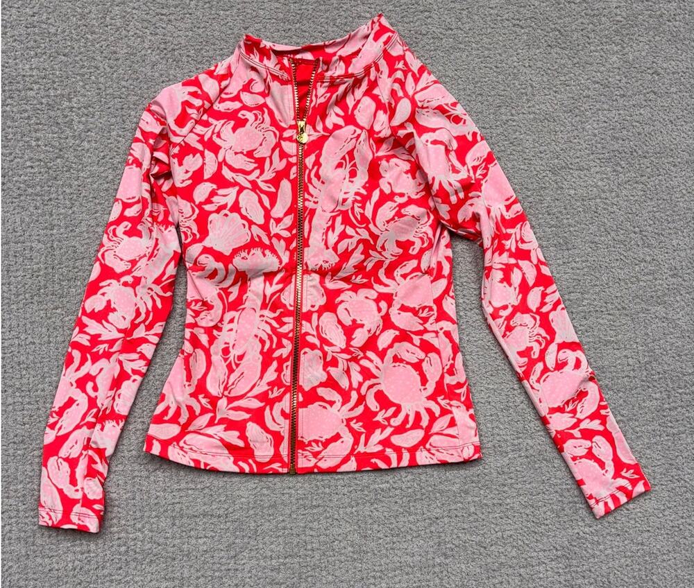 NWT Lilly Pulitzer Women's Pink Royden Rashguard LS Shirt Size 8 #81695